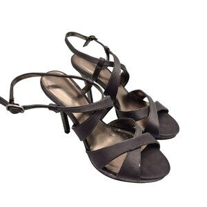 Kelly & Katie Strappy Satin High Heel Sandals Women's 8M Grey Glitter Heels